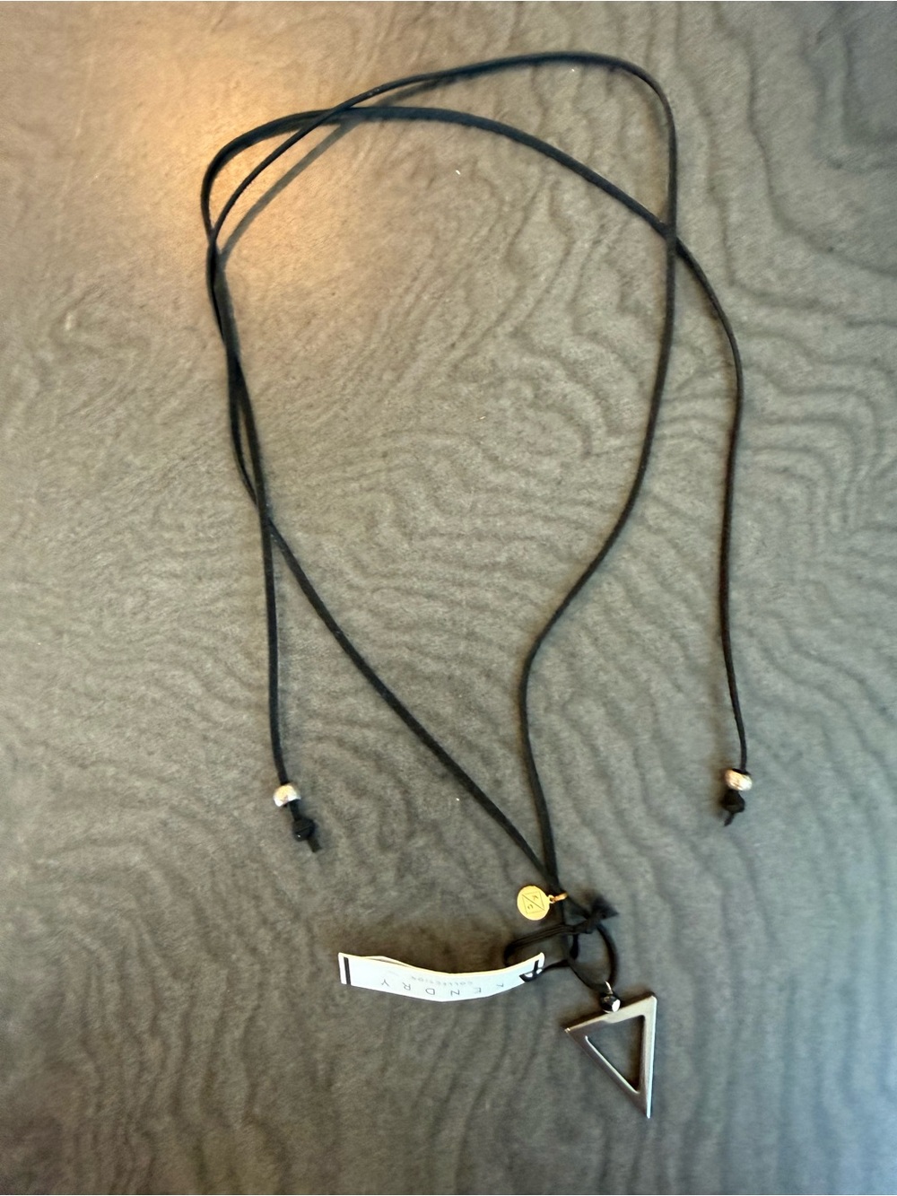 Black Cord Triangle Pendant Necklace